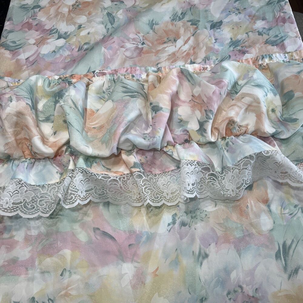Excell Home Fashions Shower Curtain Pink Pastel  Shower Curtain Vintage Lace